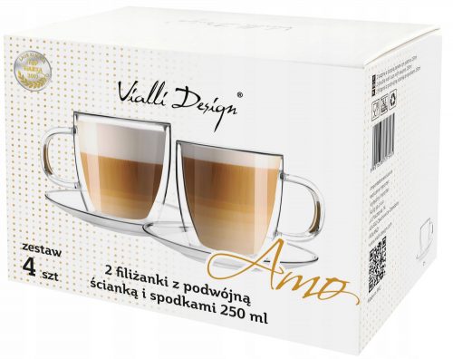 Koktél pohár - Vialli Design kávés-teás poharak 250 ml 2 db.