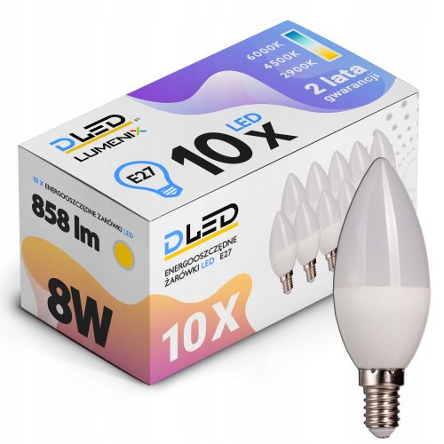 10x LED izzó E14 8W CCD gyertya nem