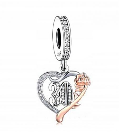  CHARMS PENDANT 30. születésnapi évfordulós szív s925