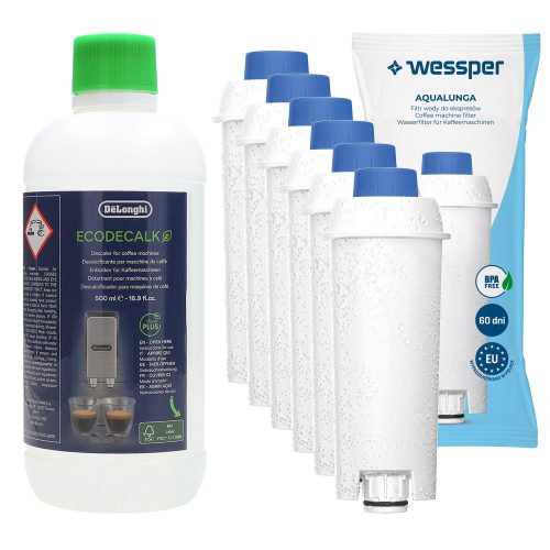  5× Wessper AquaLunga WES039 szűrőbetét 1 db + Delonghi Ecodecalk DLSC500 vízkőoldó 500 ml