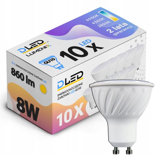 10x LED GU10 8W nem CCD