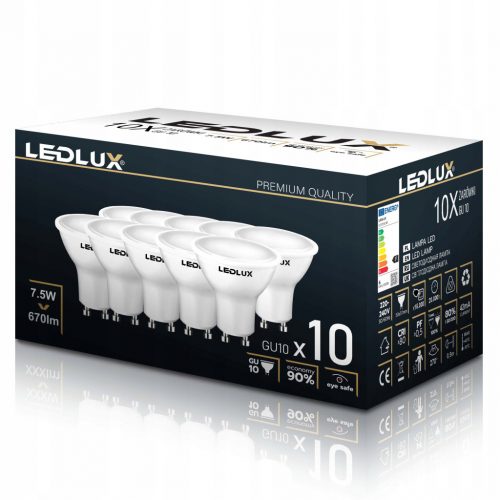  10x GU10 LED izzó 7,5 W = 70 W NEM VILLOGÓ 4000 K