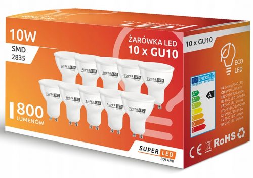 10x LED izzó GU10 10W 800 lm nem