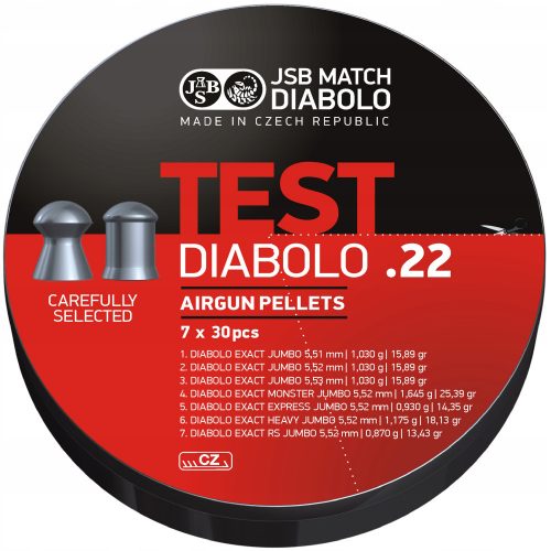 Patronok légpuskához - JSB pontos Jumbo Diabolo teszt 5,5 5,51 5,52 mm